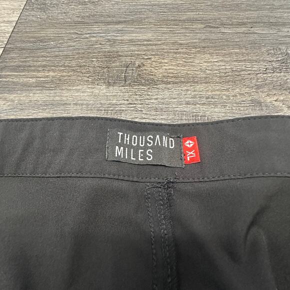 Thousand Miles Black Mens XL Tapered Relaxed Flat Front Plain Chino Golf Pants - Picture 3 of 10